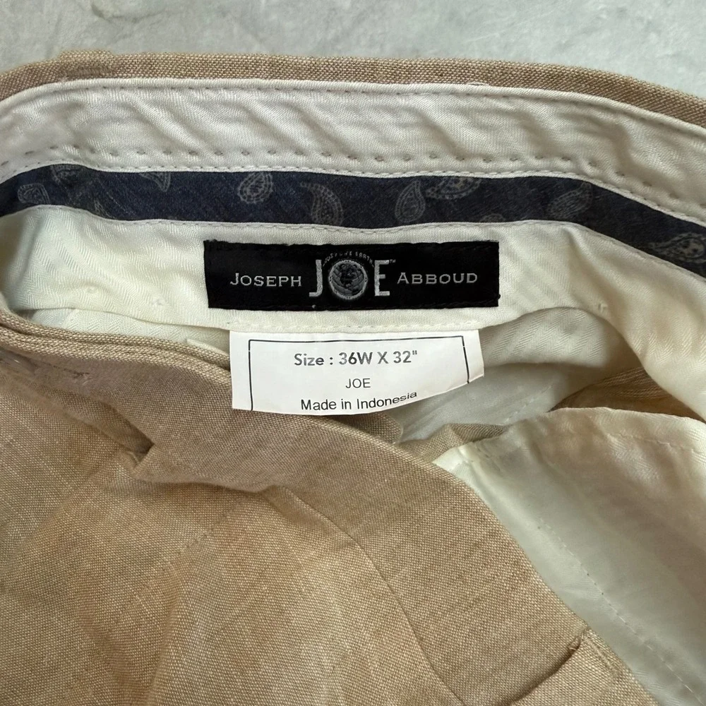 Joseph Abboud JOE 36x32 Linen Cotton Dress Pants Beige Oatmeal Summer Trousers